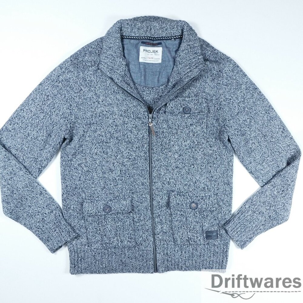PROJEK RAW Mens XL Marled Full Zip Cardigan Sweater with Pockets